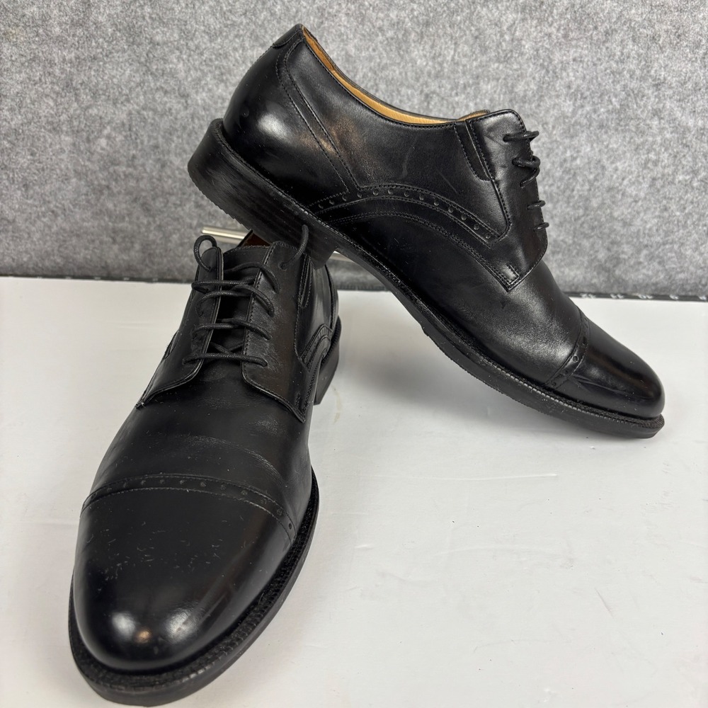 Johnston & Murphy Cap Toe Oxford Mens 11.5 Black Leather Signature 20-6617
